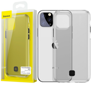 Baseus Transparent Key usztywnione etui z żelową ramką iPhone 11 Pro Max czarny (WIAPIPH65S-QA01)