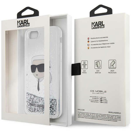 Etui Karl Lagerfeld KLHCI8LNKHCH na iPhone 7/8/ SE 2020 / SE 2022 - srebrne Glitter Karl Head