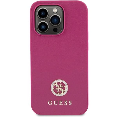 Etui Guess Strass Metal Logo do iPhone 15 Pro - różowe