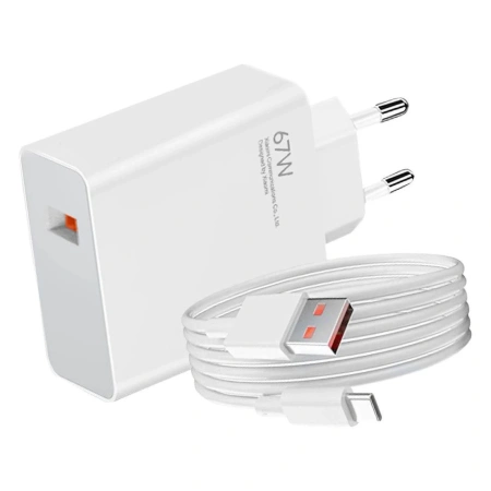 XIAOMI ŁADOWARKA SIECIOWA 67W 6.2A USB-A DO SMARTFONÓW USB-C Z KABLEM