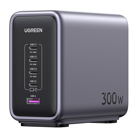 Ładowarka sieciowa UGREEN CD333 Nexode, USB + 4x USB-C, GaN, 300W + kabel USB-C 240W (czarny)