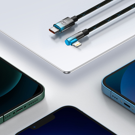 Baseus MVP 2 Elbow kątowy kabel przewód Power Delivery z bocznym wtykiem USB Typ C / Lightning 1m 20W czerwony (CAVP000220)