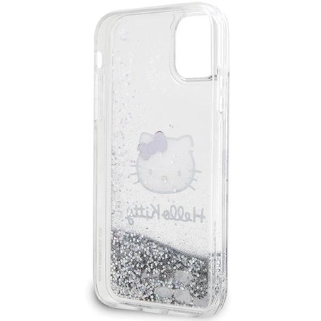 Etui Hello Kitty Liquid Glitter Charms Kitty Head na iPhone 11 / Xr - srebrne