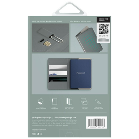 Etui na paszport UNIQ Belmont blokada RFID zielony kość słoniowa