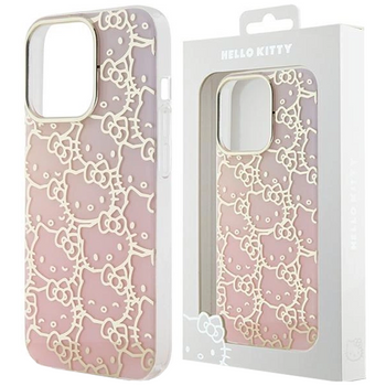 Etui Hello Kitty IML Gradient Electrop Crowded Kitty Head na iPhone 15 Pro Max - różowe
