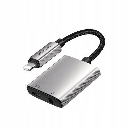 MCDODO PRZEJŚCIÓWKA ADAPTER LIGHTNING MINI JACK 3,5MM KABEL DO IPHONE 13 14