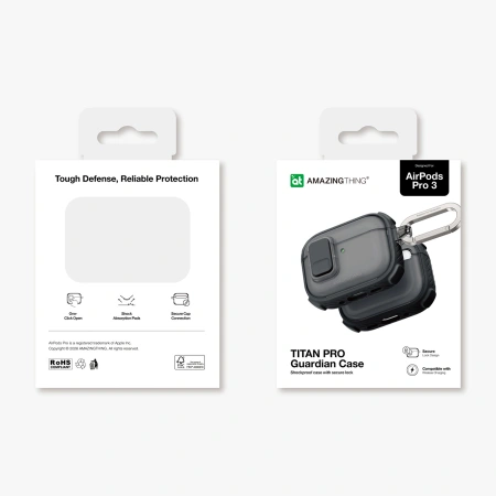 Etui AMAZINGTHING Titan Pro Mag Case Clear do AirPods Pro 3 - czarne