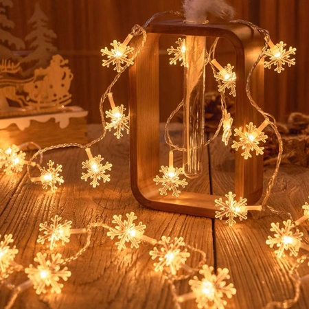 BELINE LAMPKI LED SNOWFLAKE CIEPŁE BIAŁE 3M 20 LAMPEK ZASILANE BATERIA 3XAA