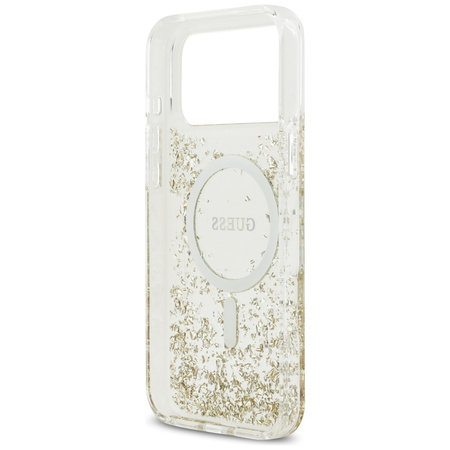 Etui Guess Resin Bottom Glitter MagSafe  do iPhone 17 Pro Max złoty