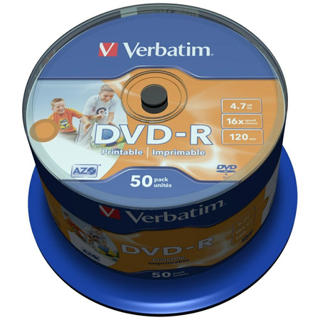 Płyta DVD-R Verbatim 4.7GB 16x AZO do druku 50szt 43533