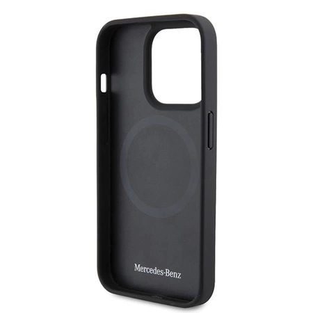 Etui Mercedes Leather&Alu MagSafe na iPhone 15 Pro - srebrne