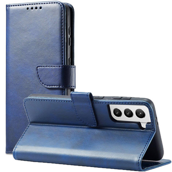 Magnet Case elegancki futerał etui pokrowiec z klapką i funkcją podstawki Samsung Galaxy S22 Ultra niebieski