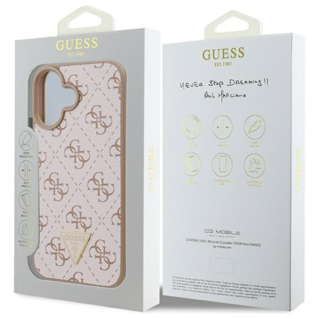 GUESS ETUI DO IPHONE 16 6.1' HARDCASE NEW 4G TRIANGLE Z METALOWYM LOGO