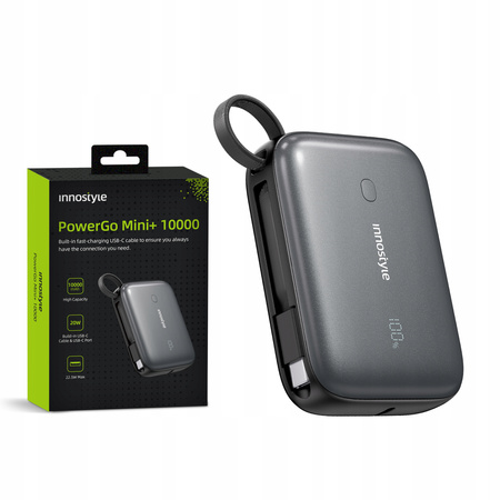 INNOSTYLE POWERGO MINI POWERBANK 10000MAH 3X USB USB-C 22,5W Z KABLEM USB-C