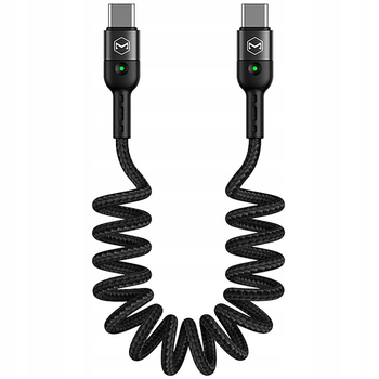 MCDODO KABEL USB-C SPIRALNY SPRĘŻYNOWY SZYBKIE ŁADOWANIE USB TYP C LED 2M