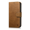 iCarer Oil Wax Wallet Case 2in1 etui iPhone 14 Plus skórzany pokrowiec z klapką Anti-RFID brązowy (WMI14220723-TN)