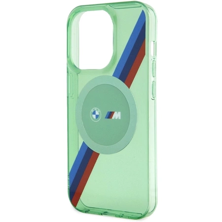 Etui BMW M Tricolor Stripes MagSafe na iPhone 15 Pro - zielone