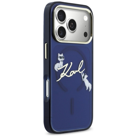 Etui Karl Lagerfeld IML Choupettes Karl Script Logo MagSafe do iPhone 17 Pro niebieski