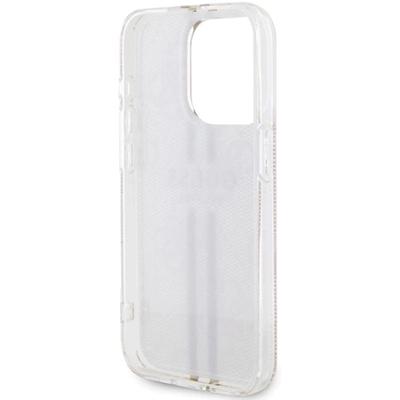 Etui Guess IML 4G Gold Stripe na iPhone 15 Pro - różowe