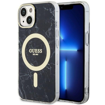 Etui Guess GUHMP14SPCUMAK na iPhone 14 - czarne Marble MagSafe