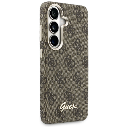 Etui Guess 4G Script MagSafe do Samsung Galaxy S26 brązowy