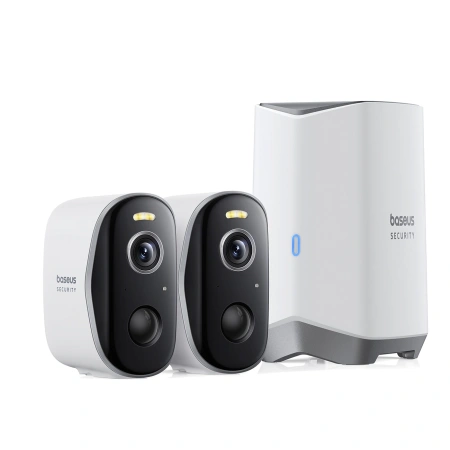 Zewnętrzny zestaw monitoringu Baseus Security N1 Plus Dual 2K (2 kamery) - biały