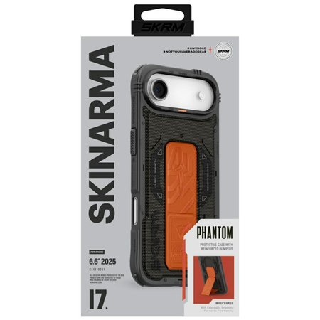 Etui Skinarma Phantom do iPhone Air      Magnetic Charging + Grip Stand oliwkowy