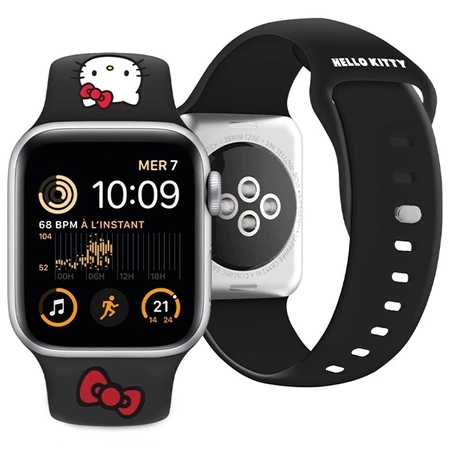 Pasek Hello Kitty Silicone Kitty Head na Apple Watch 42/44/45/49mm - czarny