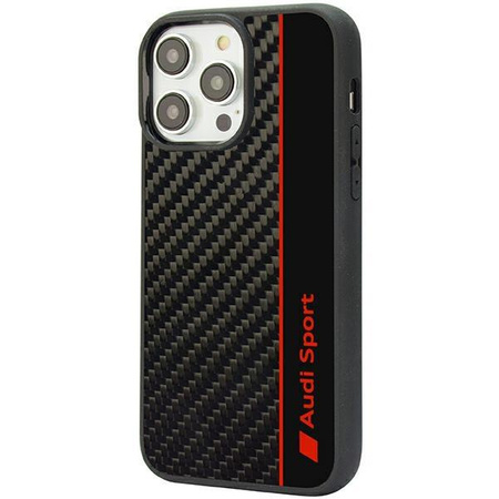 Etui Audi Carbon Fiber Stripe na iPhone 14 Pro Max 6.7" - czarne AUS-TPUPCIP14PM-R8/D1-BK