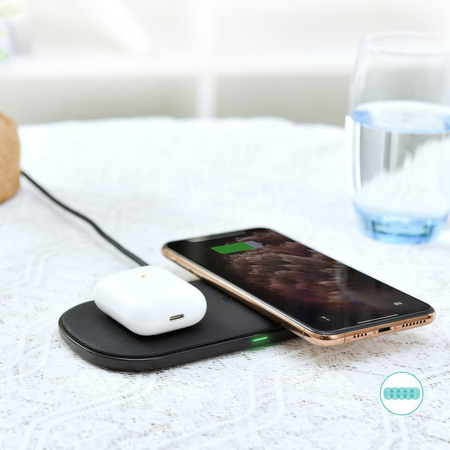 Choetech 2w1 ładowarka bezprzewodowa Qi do telefonu / słuchawek Airpods 2 z 5 cewkami ładującymi 10W czarny (T535-S (H))