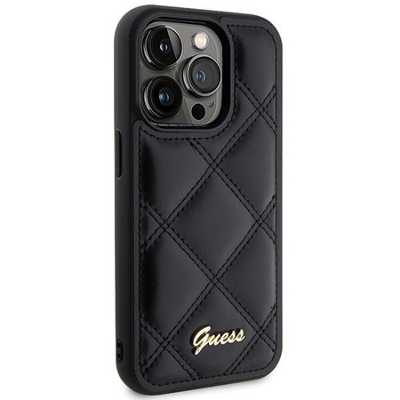 Etui Guess Quilted Metal Logo na iPhone 15 Pro - czarne