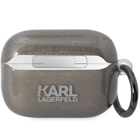Etui Karl Lagerfeld KLAP2HNKCTGK na AirPods Pro 2 cover - czarne Glitter Karl&Choupette