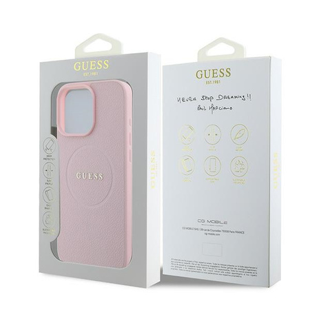GUESS ETUI HARDCASE GRAINED RING DO IPHONE 16 PRO 6.3 DO MAGSAFE Z OCHRONĄ