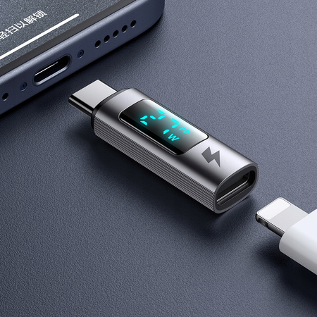 MCDODO ADAPTER PRZEJŚCIÓWKA USB-C USB TYP C DO LIGHTNING IPHONE 60W MIERNIK