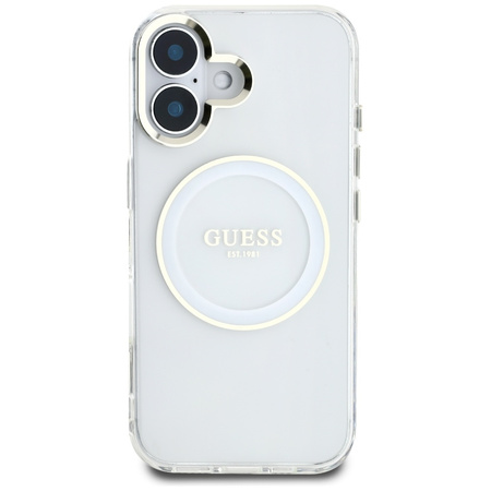 GUESS ETUI IML METAL COLORED CIRCLE DO MAGSAFE IPHONE 16 LOGO CLASSIC