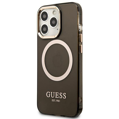 Guess GUHMP13XHTCMK iPhone 13 Pro Max 6,7" czarny/black hard case Gold Outline Translucent MagSafe