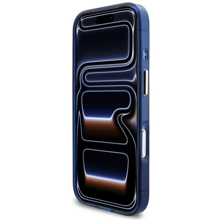 Etui Guess IML Script Metal MagSafe do iPhone 17 Pro niebieski