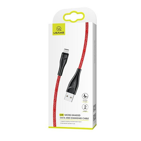 USAMS KABEL PLECIONY MICRO USB 2M DO TELEFONÓW SZYBKIE ŁADOWANIE NA PREZENT