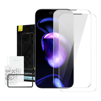 BASEUS SZKŁO HARTOWANE 0.3MM Z POWŁOKĄ PRZECIWPYŁOWĄ DO IPHONE 14 PRO MAX