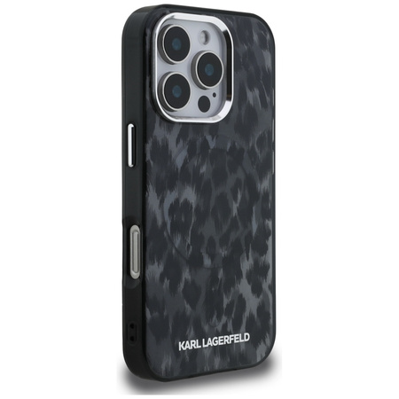 Etui Karl Lagerfeld IML Leopard Pattern  MagSafe do iPhone 16 Pro czarny