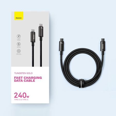 Kabel USB C - USB C 480Mb/s 240W 1m Baseus Tungsten Gold CAWJ040101 - czarny