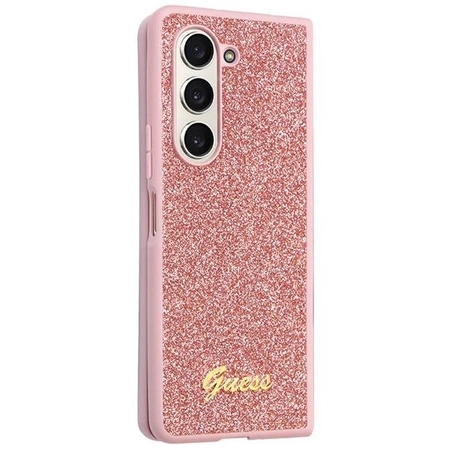 Etui Guess Glitter Script na Samsung Galaxy Z Fold 5 - różowe