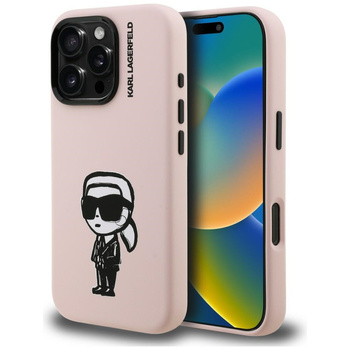Etui Karl Lagerfeld Silicone Karl Sketch MagSafe do iPhone 16 Pro różowy