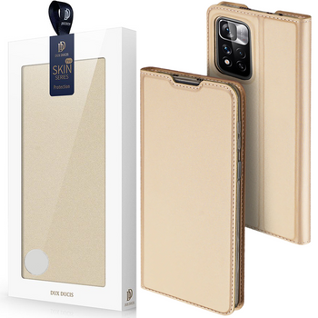 Dux Ducis Skin Pro kabura etui pokrowiec z klapką Xiaomi Redmi Note 11 Pro+ 5G (China) / 11 Pro 5G (China) / Mi11i HyperCharge / POCO X4 NFC złoty