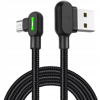 Kabel do telefonu Mcdodo ,szybkie ładowanie, kątowy 90° z diodą LED, MICRO USB,  czarny 1,2m