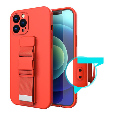 Rope case żelowe etui ze smyczą łańcuszkiem torebka smycz Xiaomi Redmi 9 czerwony