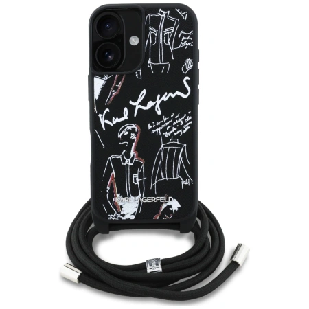 KARL LAGERFELD ETUI CROSSBODY GRAINED PATTERN LOGO DO IPHONE 16 LUKSUSOWA