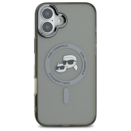 Karl Lagerfeld KLHMP16SHLSKCK iPhone 6.1" czarny/black hardcase IML Metal Karl&Choupette Head MagSafe