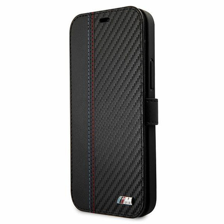 Etui BMW BMFLBKP12SMCARBK iPhone 12 mini 5,4" czarny/black book M Collection PU Carbon Stripe