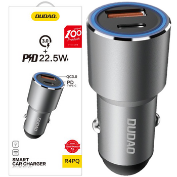 Dudao ładowarka samochodowa USB / USB Typ C Power Delivery Quick Charge 22,5 W szary (R4PQ)